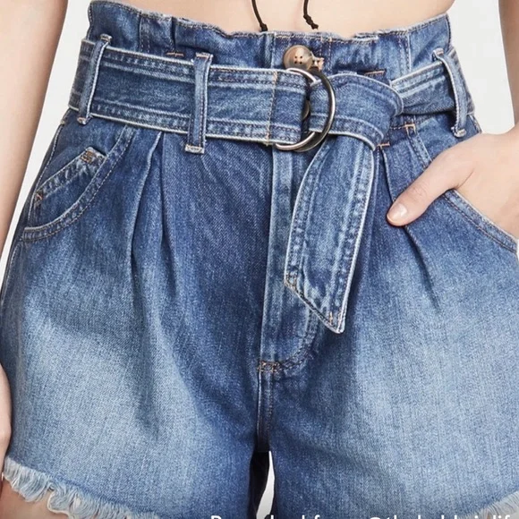 FREE PEOPLE SHORTS LIVIN BLUE WE THE FREE FRAYED w BELT SMALL SEE YOU SOMETIME - Picture 4 of 16